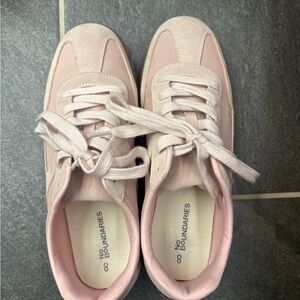No Boundaries Pink Suede Sneakers Retro Vibes